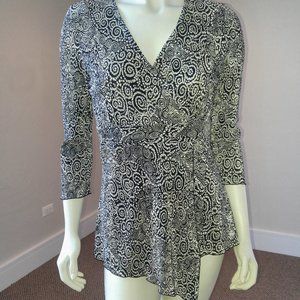 Dressbarn Black & White Asymetrical Top
